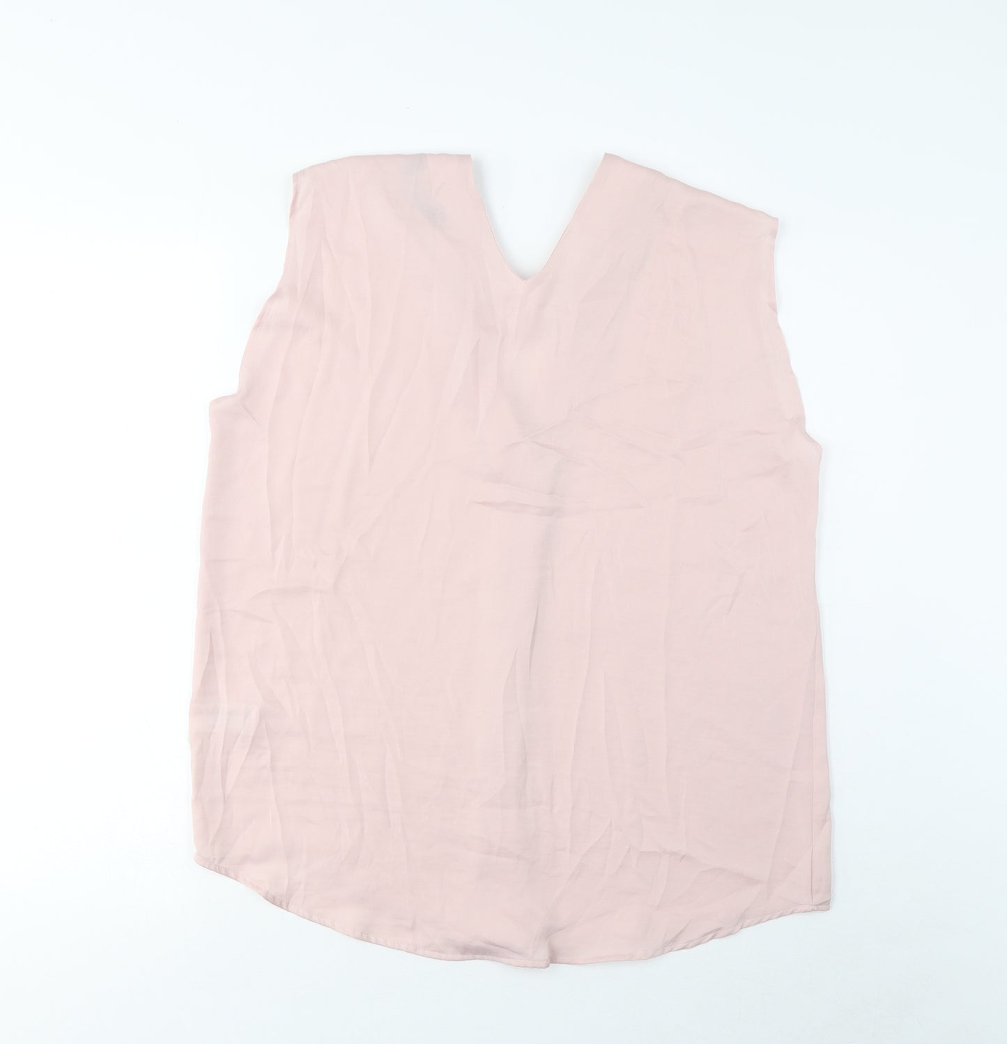 Marks and Spencer Womens Pink Polyester Basic Tank Size 12 V-Neck - Pleated
