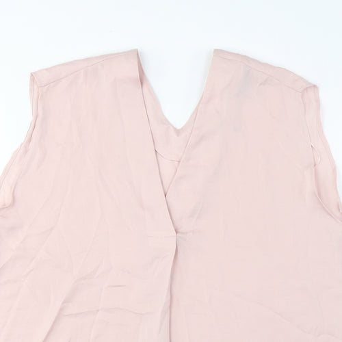 Marks and Spencer Womens Pink Polyester Basic Tank Size 12 V-Neck - Pleated