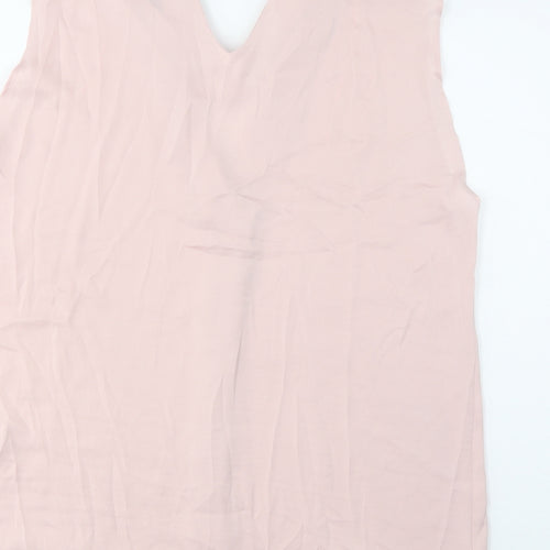 Marks and Spencer Womens Pink Polyester Basic Tank Size 12 V-Neck - Pleated