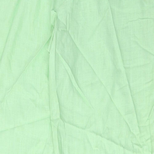 Marks and Spencer Womens Green Linen Trousers Size 22 L30 in Regular Zip - Pockets
