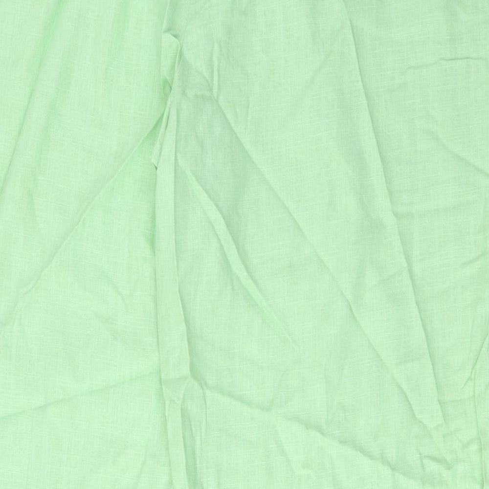 Marks and Spencer Womens Green Linen Trousers Size 22 L30 in Regular Zip - Pockets