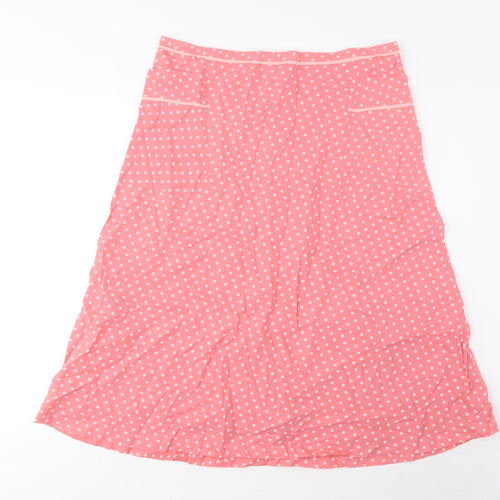 Great Plains Womens Pink Polka Dot Cotton A-Line Skirt Size 14 Zip - Pockets