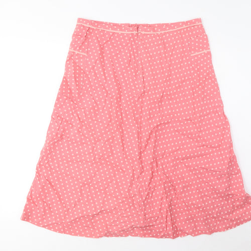 Great Plains Womens Pink Polka Dot Cotton A-Line Skirt Size 14 Zip - Pockets