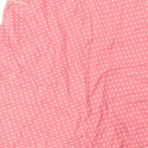 Great Plains Womens Pink Polka Dot Cotton A-Line Skirt Size 14 Zip - Pockets
