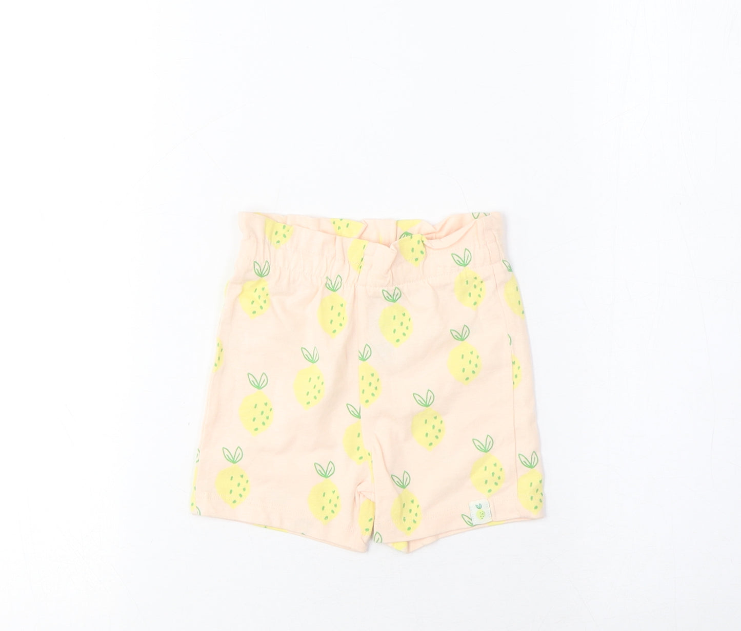 Marks and Spencer Girls Pink Geometric Cotton Cropped Trousers Size 6-9 Months Pullover - Lemon Print