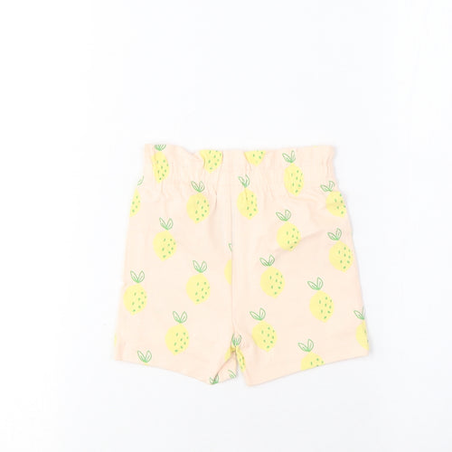 Marks and Spencer Girls Pink Geometric Cotton Cropped Trousers Size 6-9 Months Pullover - Lemon Print