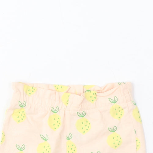 Marks and Spencer Girls Pink Geometric Cotton Cropped Trousers Size 6-9 Months Pullover - Lemon Print