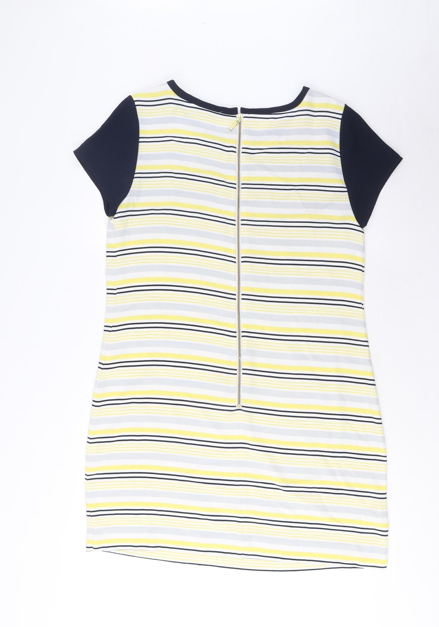 NEXT Womens Multicoloured Striped Polyester Sheath Size 12 Crew Neck Zip