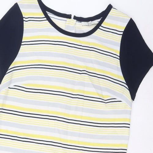 NEXT Womens Multicoloured Striped Polyester Sheath Size 12 Crew Neck Zip