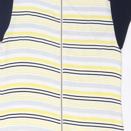 NEXT Womens Multicoloured Striped Polyester Sheath Size 12 Crew Neck Zip