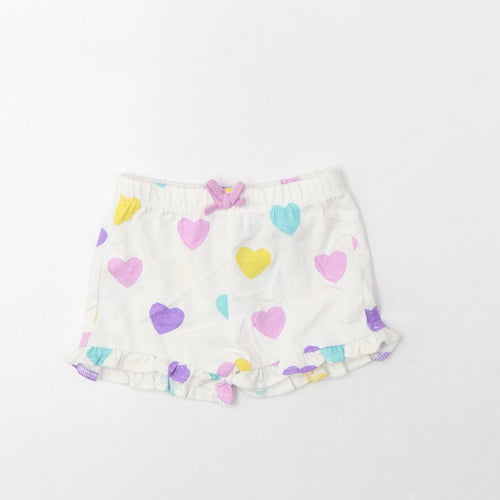 Marks and Spencer Girls Multicoloured Geometric Cotton Cropped Trousers Size 0-3 Months Pullover - Heart Pattern