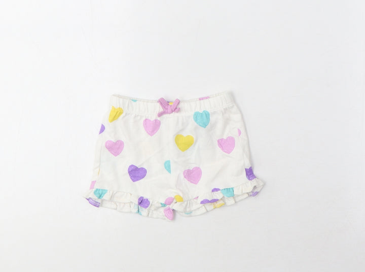 Marks and Spencer Girls Multicoloured Geometric Cotton Cropped Trousers Size 0-3 Months Pullover - Heart Pattern