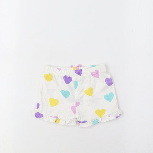 Marks and Spencer Girls Multicoloured Geometric Cotton Cropped Trousers Size 0-3 Months Pullover - Heart Pattern