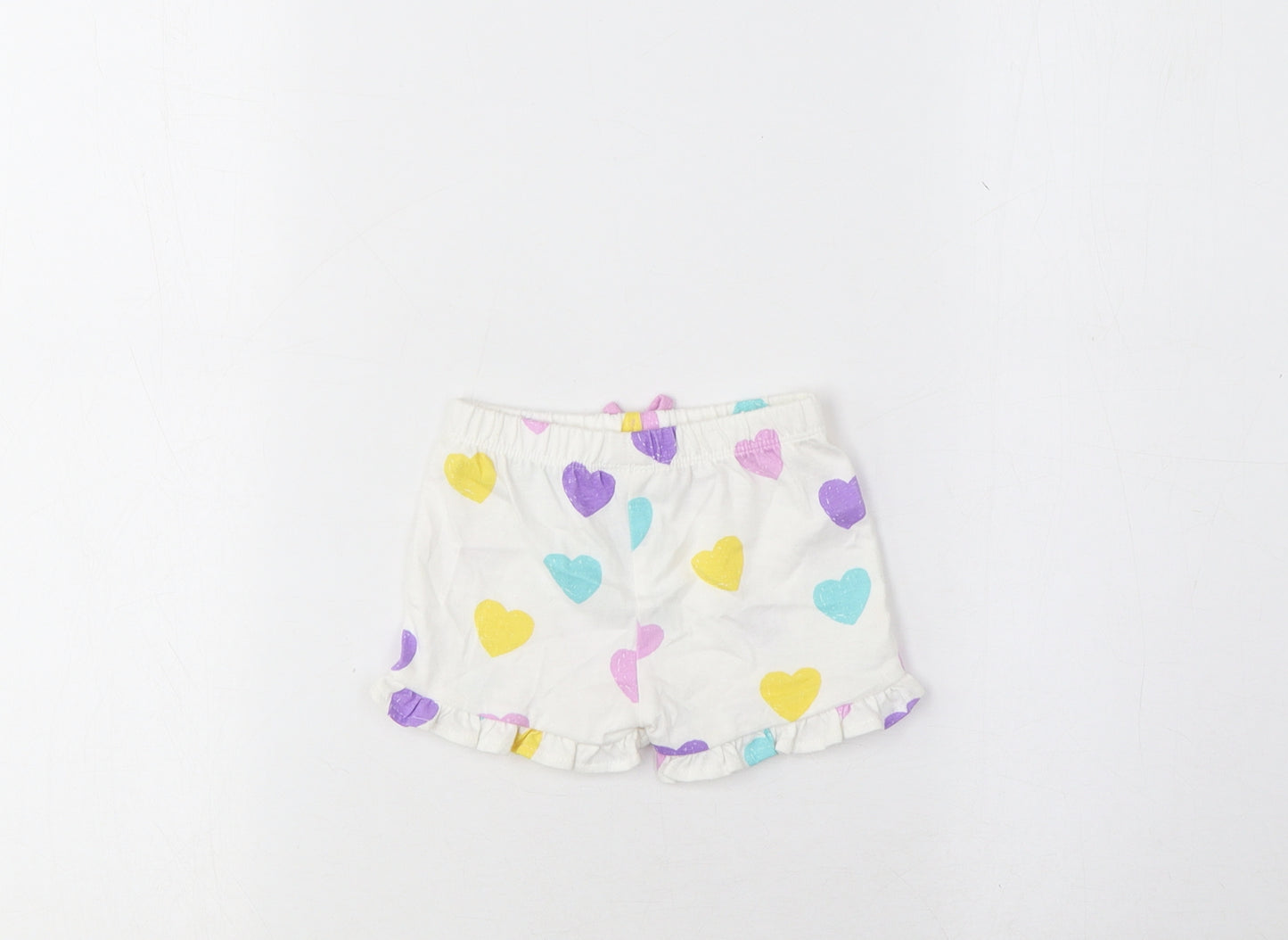 Marks and Spencer Girls Multicoloured Geometric Cotton Cropped Trousers Size 0-3 Months Pullover - Heart Pattern