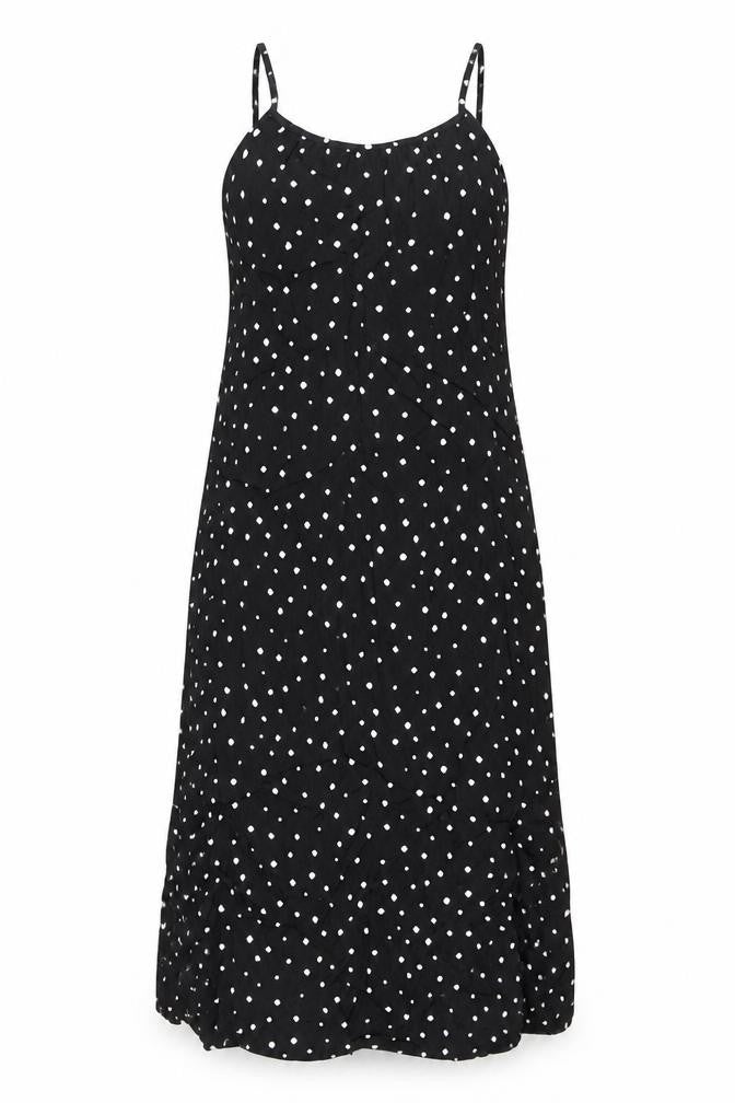 Marks and Spencer Womens Black Geometric Viscose Tank Dress Size 8 Square Neck Pullover