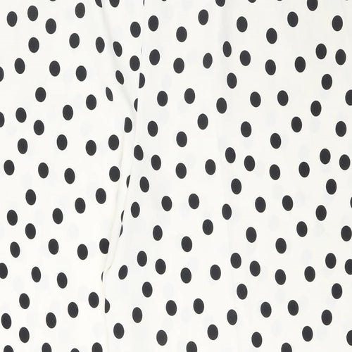 Marks and Spencer Womens Ivory Polka Dot Polyester Trousers Size 22 L24 in Regular Drawstring - Pockets
