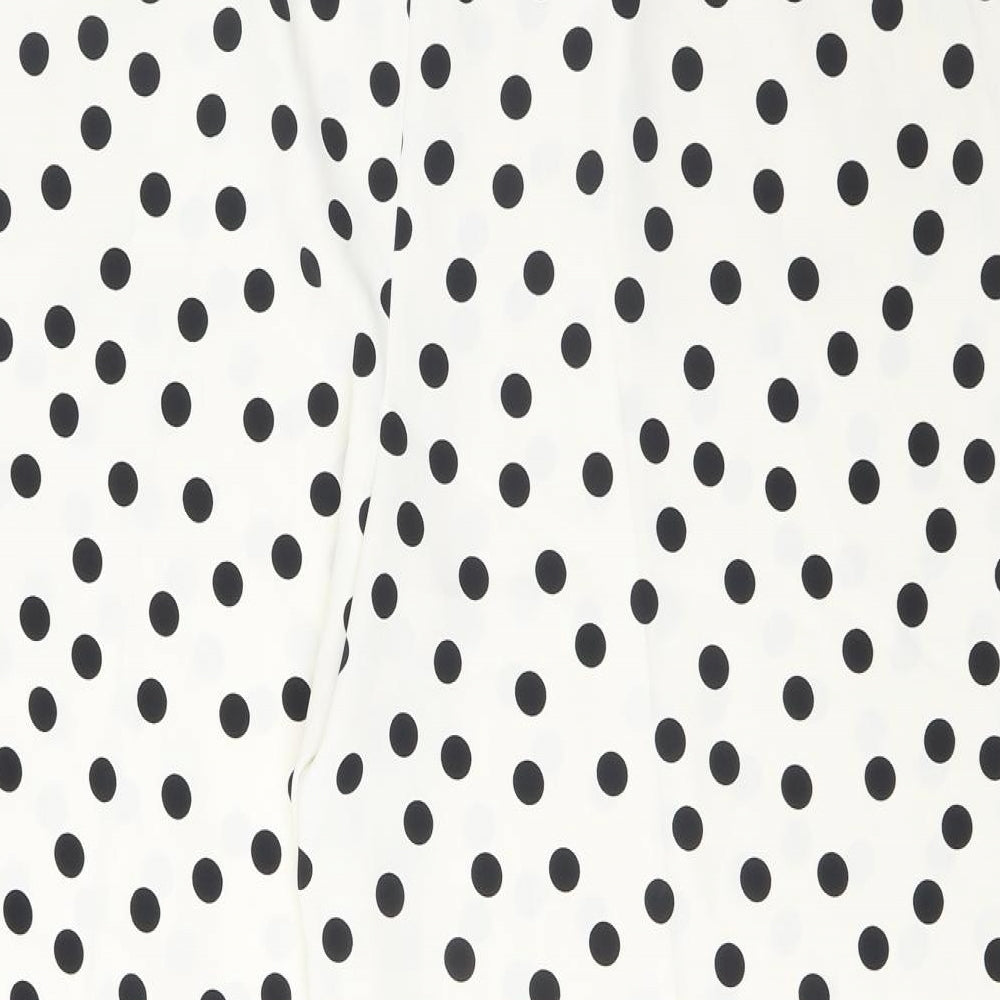 Marks and Spencer Womens Ivory Polka Dot Polyester Trousers Size 22 L24 in Regular Drawstring - Pockets