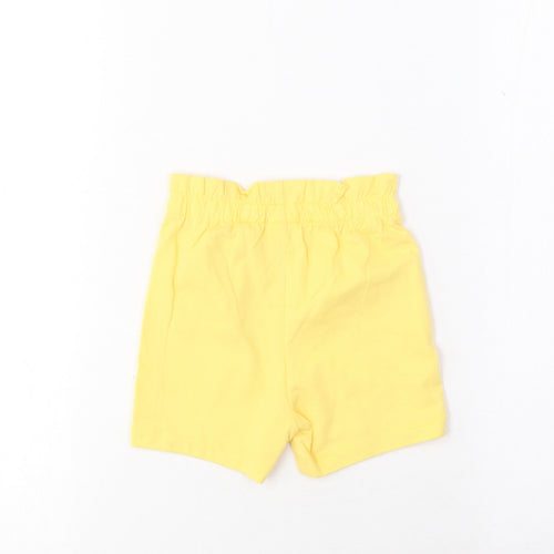 Marks and Spencer Girls Yellow Cotton Cropped Trousers Size 6-9 Months Pullover - Lemon