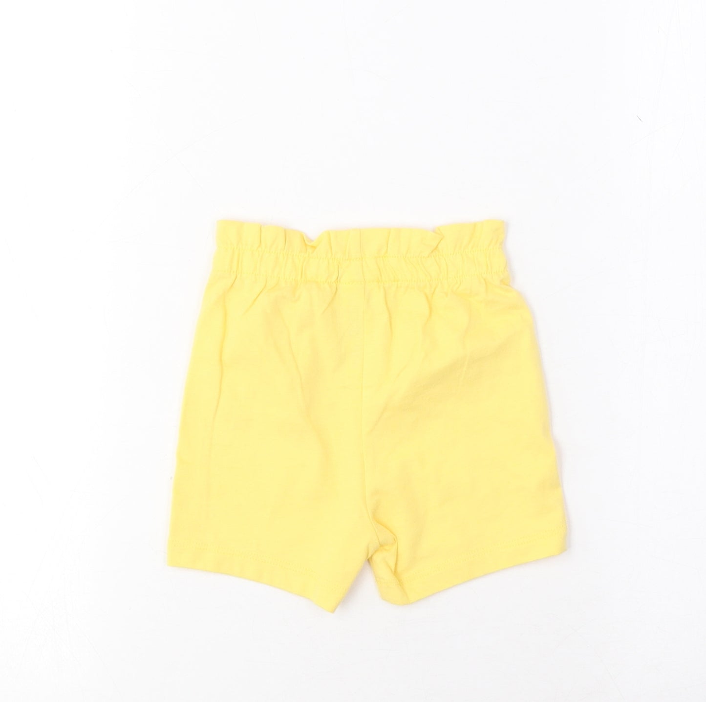 Marks and Spencer Girls Yellow Cotton Cropped Trousers Size 6-9 Months Pullover - Lemon