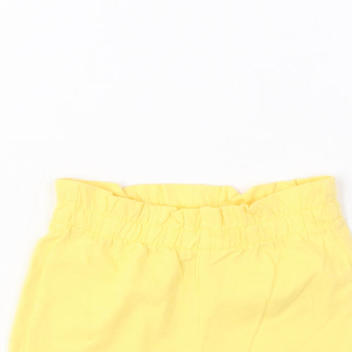 Marks and Spencer Girls Yellow Cotton Cropped Trousers Size 6-9 Months Pullover - Lemon