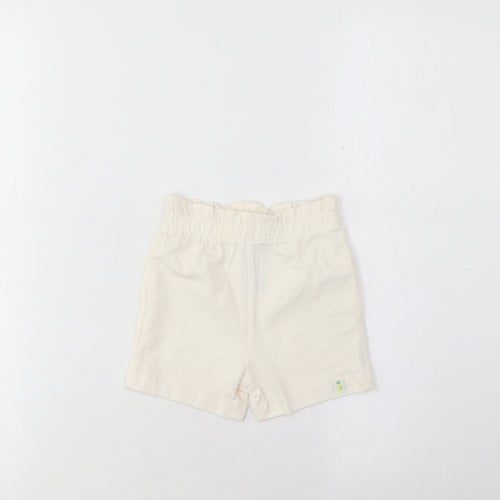 Marks and Spencer Girls Beige Cotton Cropped Trousers Size 3-6 Months Pullover - Lemon