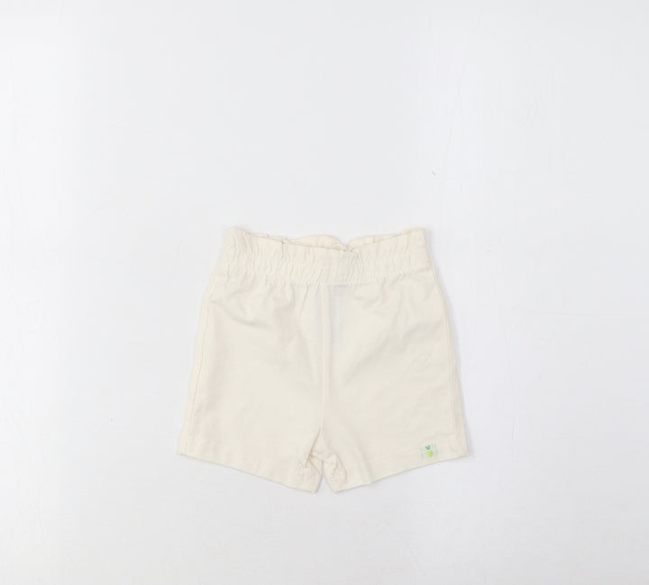 Marks and Spencer Girls Beige Cotton Cropped Trousers Size 3-6 Months Pullover - Lemon
