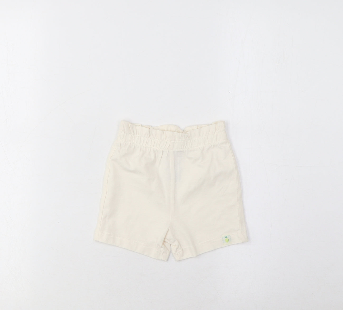 Marks and Spencer Girls Beige Cotton Cropped Trousers Size 3-6 Months Pullover - Lemon