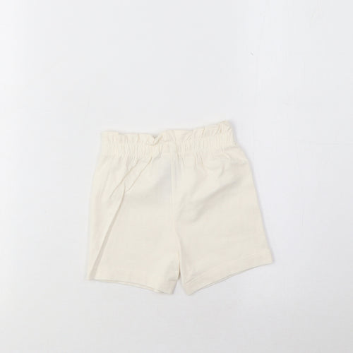 Marks and Spencer Girls Beige Cotton Cropped Trousers Size 3-6 Months Pullover - Lemon