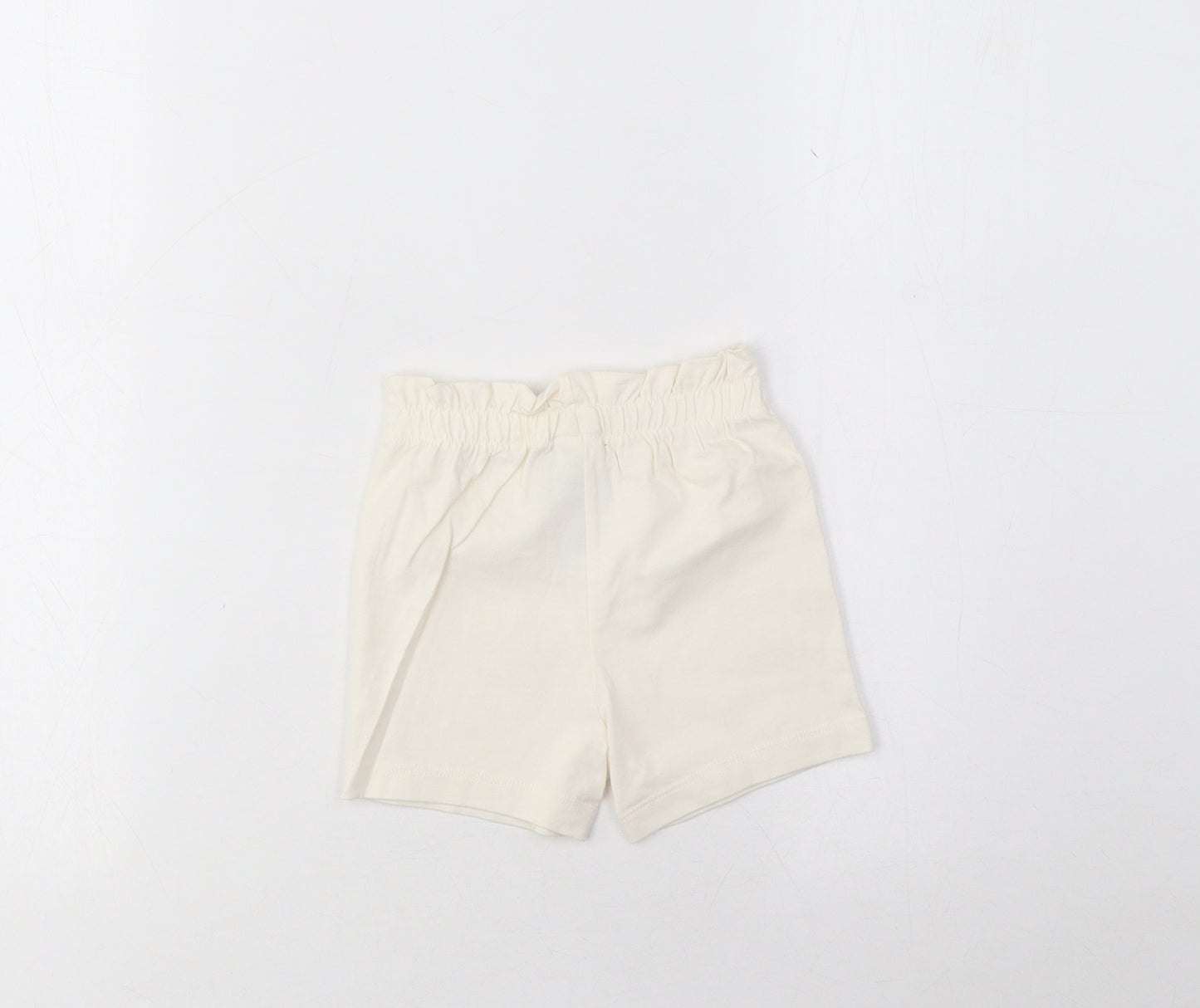 Marks and Spencer Girls Beige Cotton Cropped Trousers Size 3-6 Months Pullover - Lemon