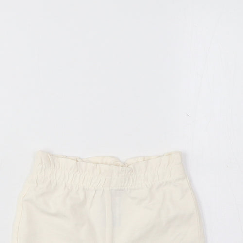 Marks and Spencer Girls Beige Cotton Cropped Trousers Size 3-6 Months Pullover - Lemon