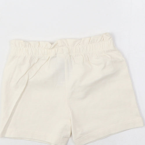 Marks and Spencer Girls Beige Cotton Cropped Trousers Size 3-6 Months Pullover - Lemon