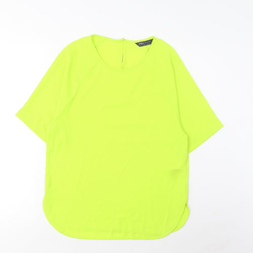 Marks and Spencer Womens Green Polyester Basic T-Shirt Size 6 Crew Neck
