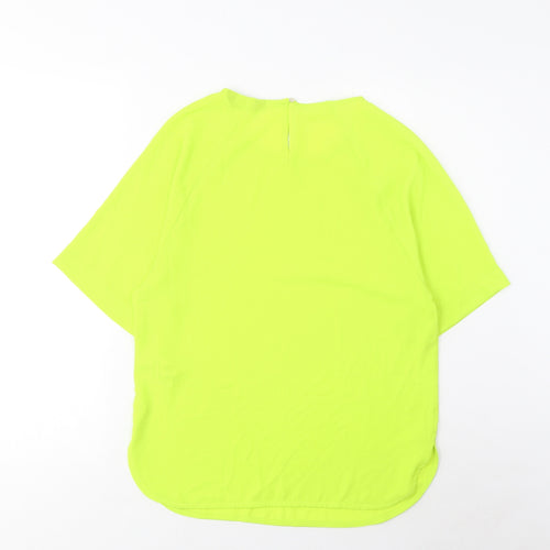 Marks and Spencer Womens Green Polyester Basic T-Shirt Size 6 Crew Neck