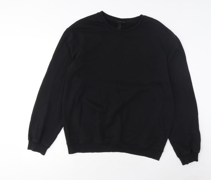 H&M Mens Black Cotton Pullover Sweatshirt Size S