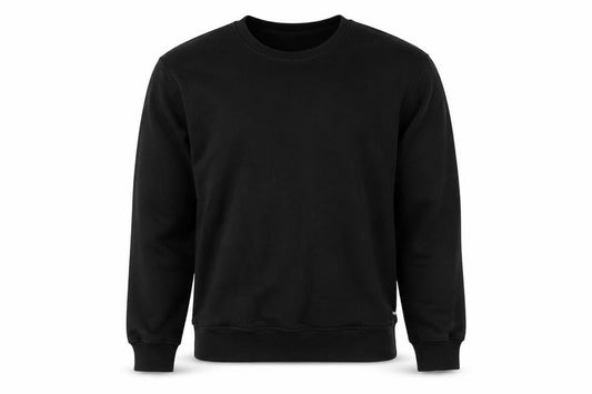 Front view of H&M men’s black cotton pullover sweatshirt, size S