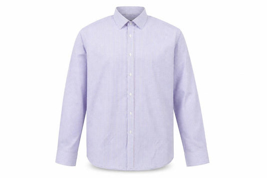 Front view of Greenwoods men’s multicoloured plaid cotton button-up, size 17, collared button