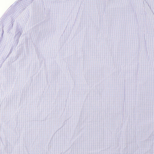 Greenwoods Mens Multicoloured Plaid Cotton Button-Up Size 17 Collared Button