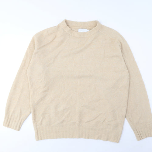 Topman Mens Beige Crew Neck Polyamide Pullover Jumper Size S Long Sleeve