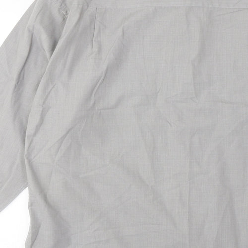 BHS Mens Grey Cotton Button-Up Size 14.5 Collared Button