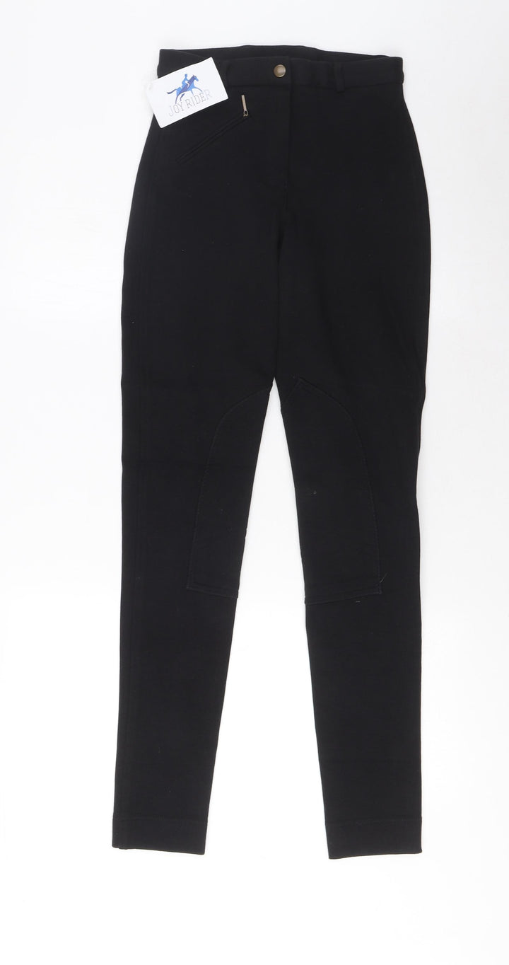 Joy Ride Womens Black Cotton Capri Trousers Size 24 in L29 in Regular Zip - Horse Riding