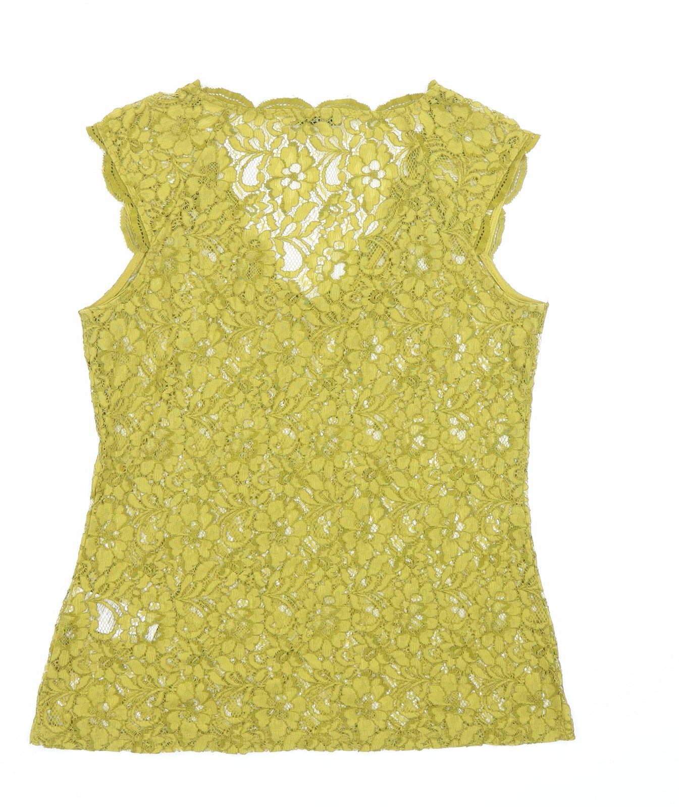 Oasis Womens Green Polyamide Basic Blouse Size S V-Neck - Sheer