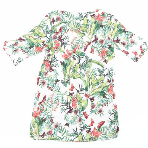 H&M Womens Multicoloured Viscose Shirt Dress Size 10 V-Neck - Butterfly