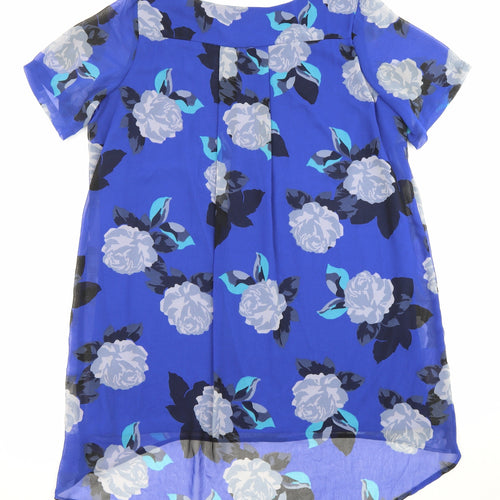 Simply Be Womens Blue Floral Polyester Tunic Blouse Size 20 Round Neck