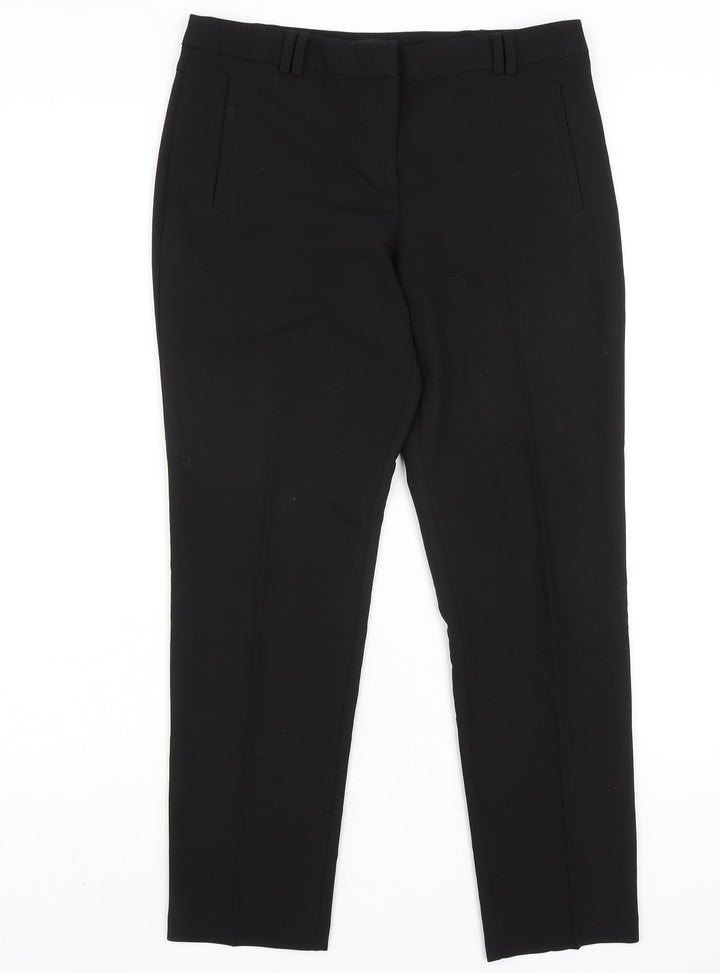 Topshop Womens Black Polyester Trousers Size 12 L28 in Regular Zip - Classic