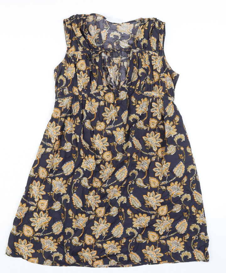 Mango Womens Blue 100% Cotton A-Line Size XS Round Neck - Tie Front