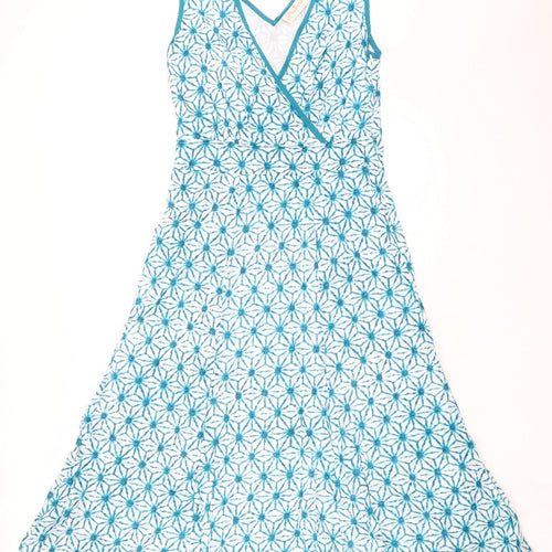 Adini Womens Blue 100% Cotton A-Line Size XS V-Neck Zip - High Empire Line