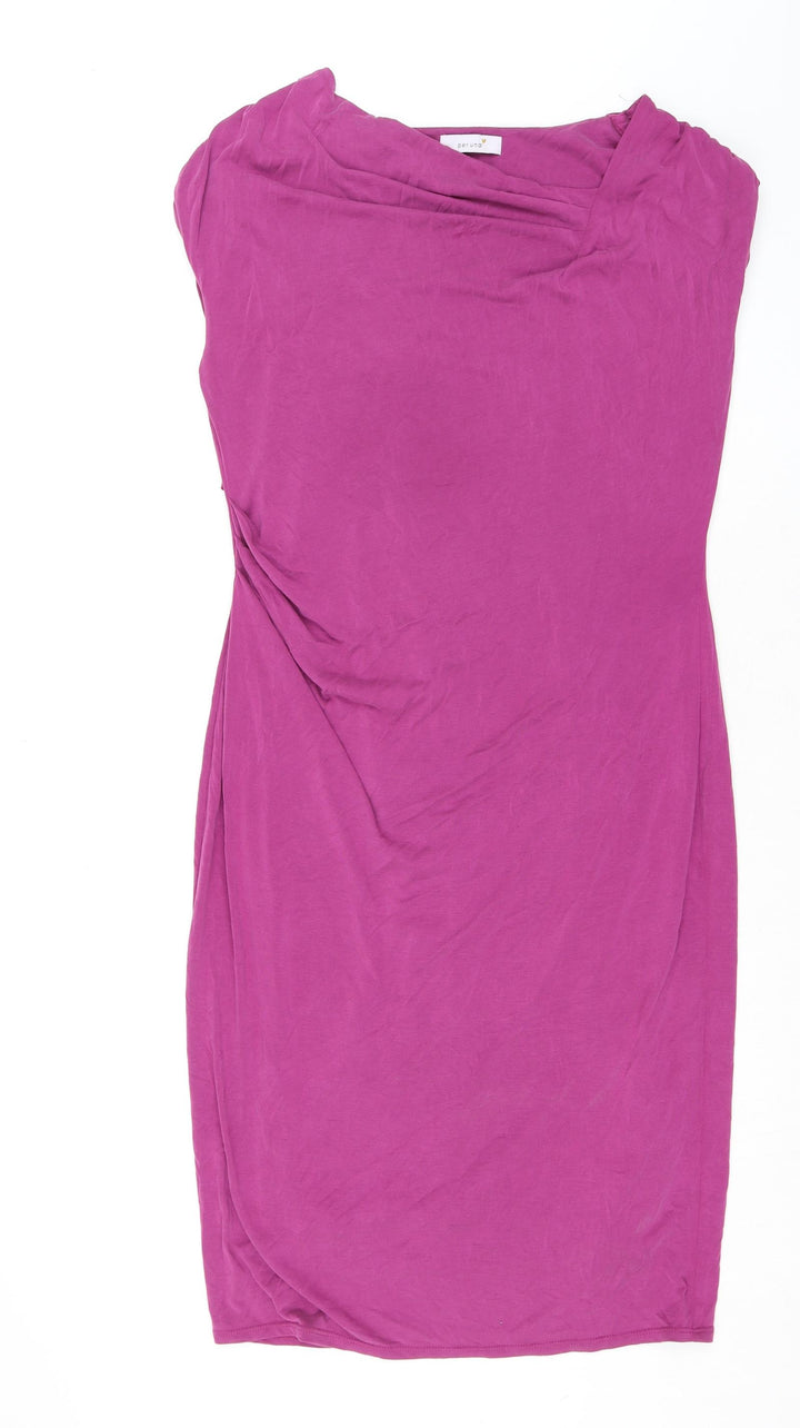 Per Una Womens Pink Modal Pencil Dress Size 14 Square Neck
