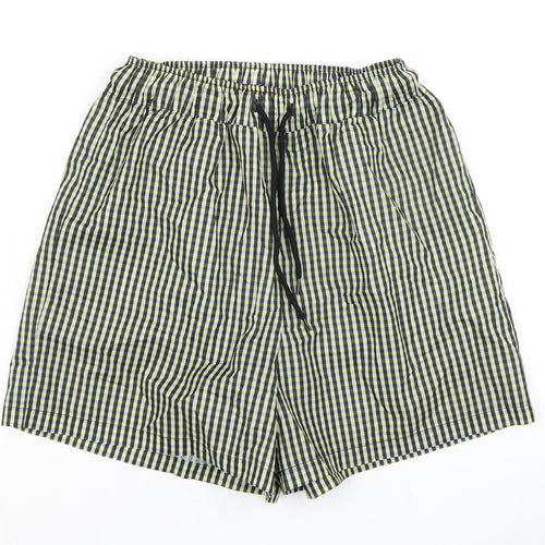 COLLUSION Womens Multicoloured Check 100% Polyester Basic Shorts Size 8 L4 in Regular Drawstring - Elasticated Waist