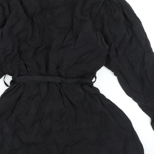 Zara Womens Black Polyester Shirt Dress Size XS Collared Button - Elasticated Waist