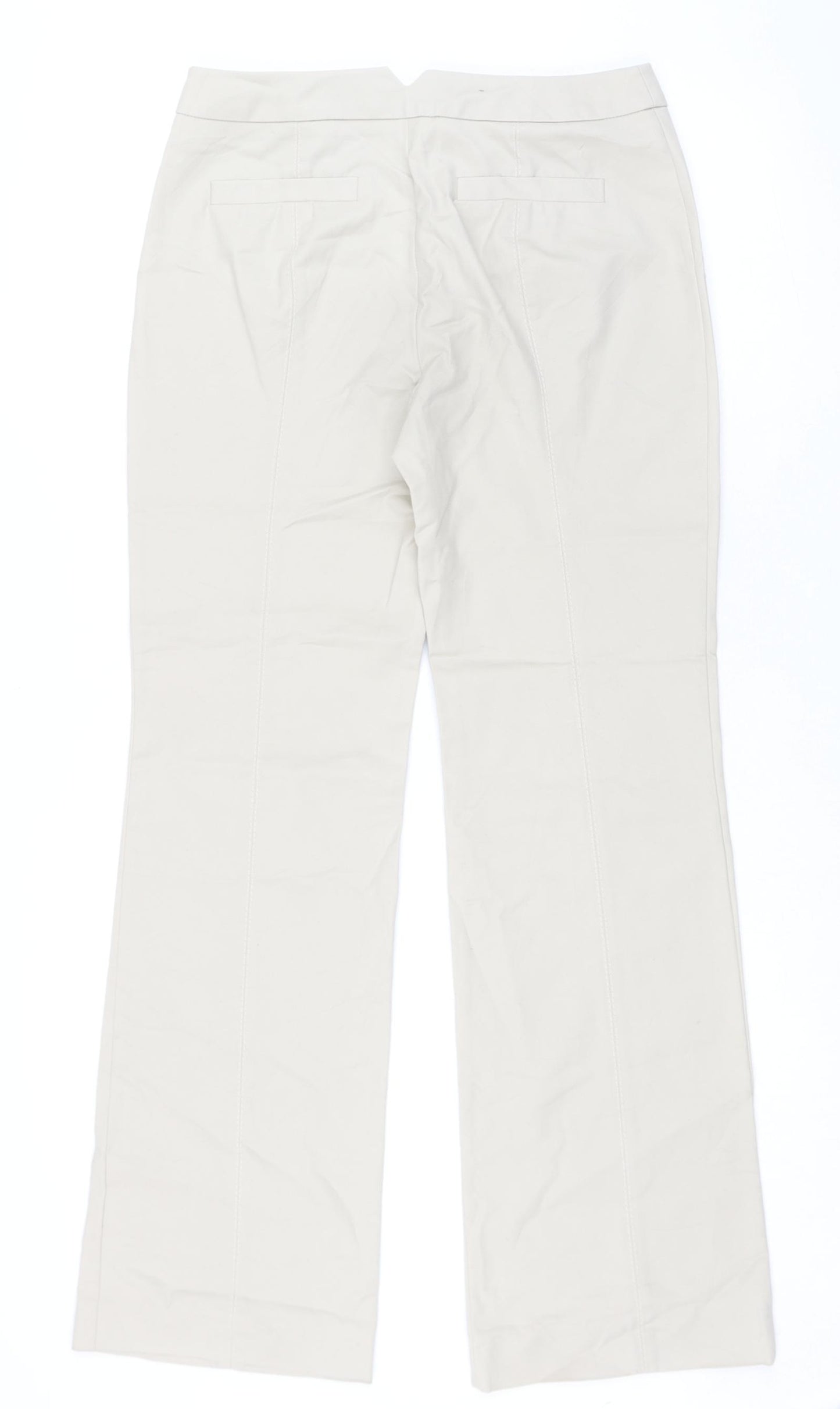 Coast Womens Beige Cotton Trousers Size 10 L30.5 in Regular Zip